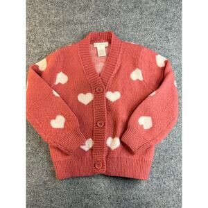 Girls red and white heart cardigan size 5